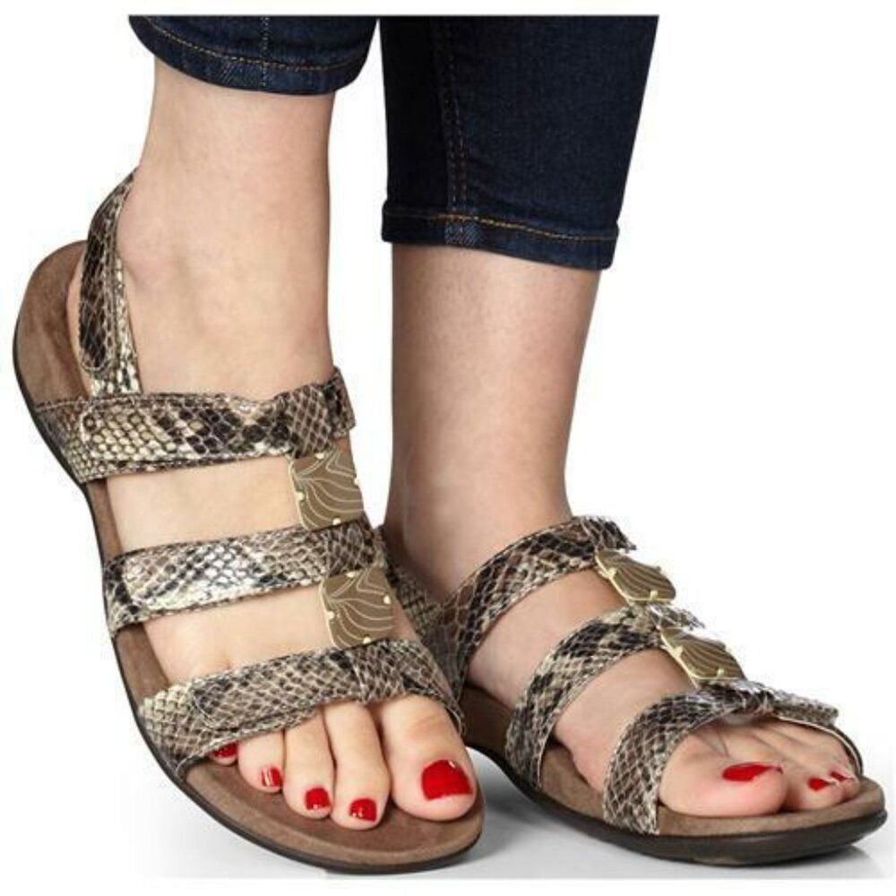 Vionic Rest Amber Natural Beige Snake Sandals in size 7 - Picture 2 of 8
